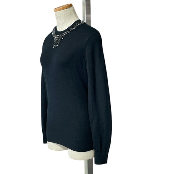 TED BAKER Sweater Halie Black Cashmere Silk Beaded Neckline Size XS - Picture 4 of 13